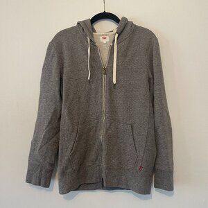 LEVIS Original Hoodie Jacket Gray Full Zip Kangaroo Pockets Red Tab Gray SMALL